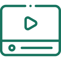 Video player icon with play button.